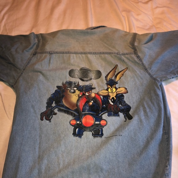 1997 WARNER BROS WIND RIDERS DENIM BUTTON-UP - Picture 3 of 5